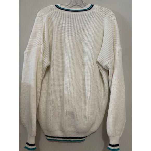 Vintage 90s Golf Sweater Made in England Knit V Neck Preppy Old Money Mens L - Picture 2 of 9
